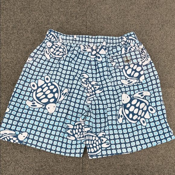 Peter Millar Swim Trunks Mens Medium Shorts Bottoms Blue Turtle Drawstring - Picture 2 of 10